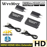 mini 60m hdmi extender cable receiver transmitter over signle rj45 cat5e cat6 ethernet hdmi sender receiver for pc