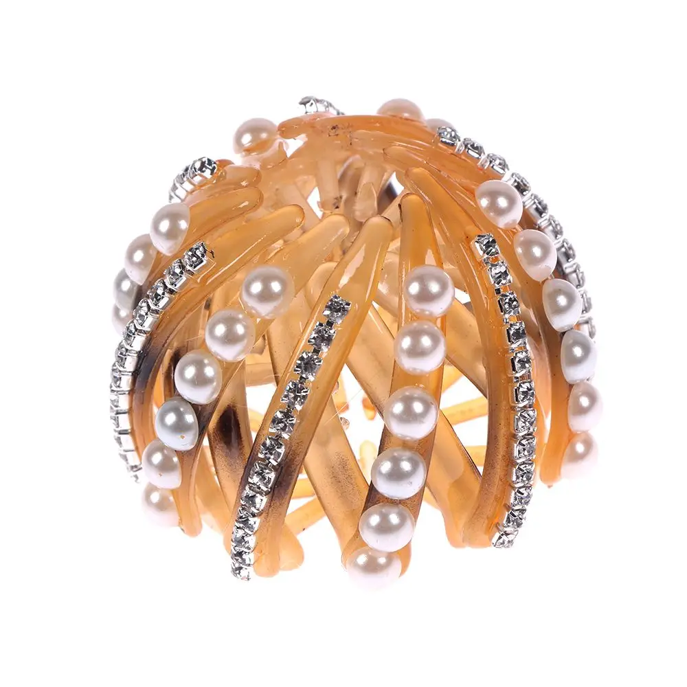 Заколки для волос с жемчужинами и стразами женские разноцветные зажимы пучка