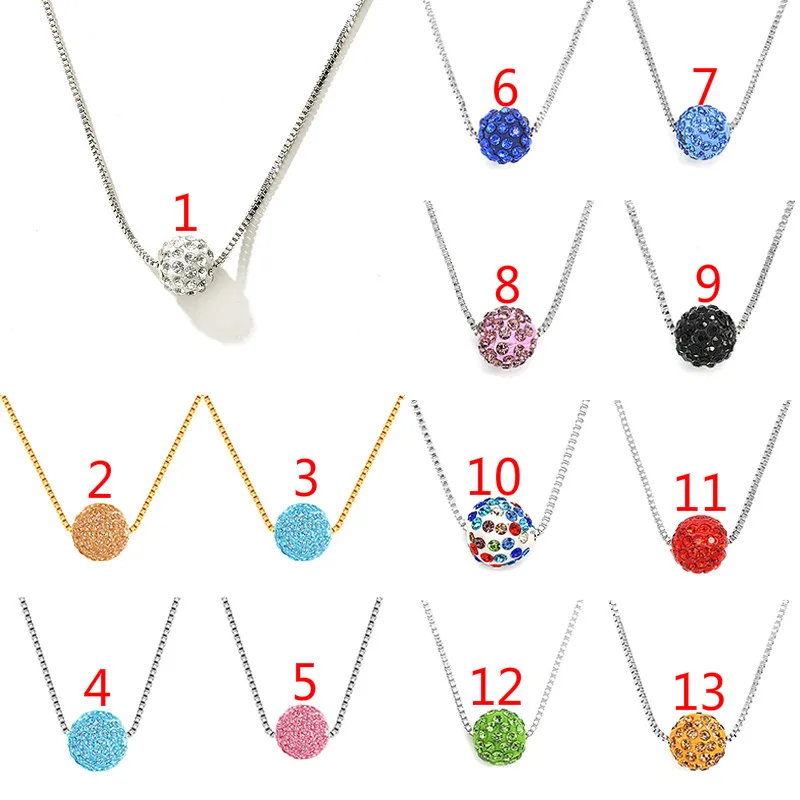 

Crystal Ball Multicolor Shambhala Ball Dangle Pendant Necklace For Women Initial Necklace Colgantes Mujer Moda Boho Jewelry Gift