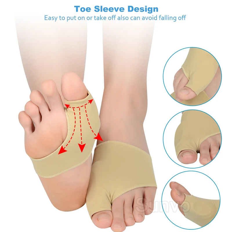 Sunvo Silicone Gel Hallux Valgus Care Pads for Bunion Orthopedic Sock Toe Separator Correction Foot Pain Relieve Sleeve Inserts