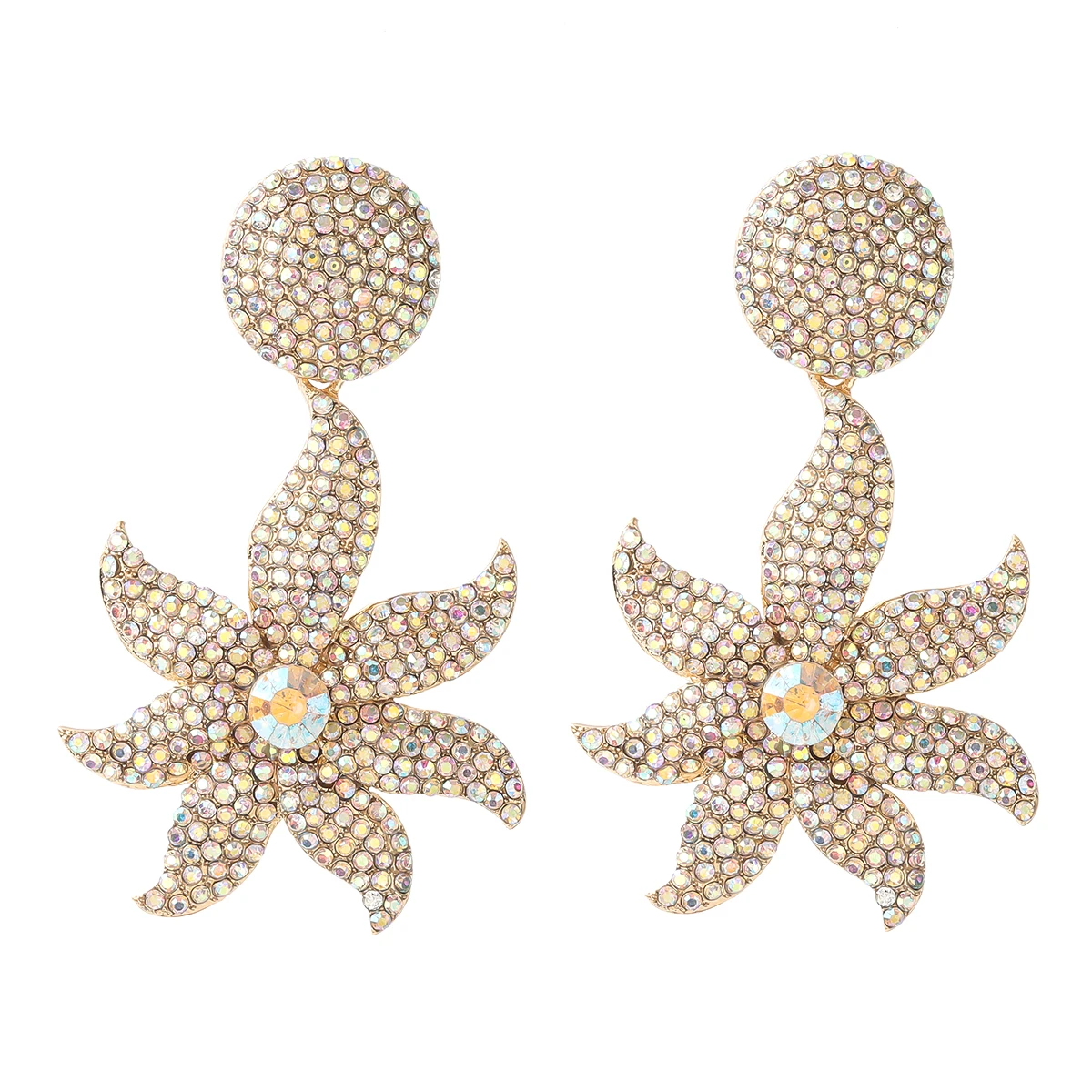 

JIJIAWENHUA New Trend Alloy Rhinestone Flower Shape women's Statement Earrings Dinner Party Fashion Jewelry Accessories