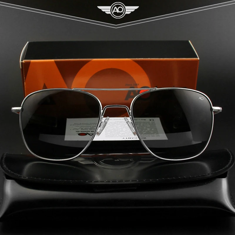 

AO Men Classic Sunglasses Metal Frame Vintage Sunglasses 100% UV Protection Black&Green Lens Brand Eyewear gafas de sol hombre
