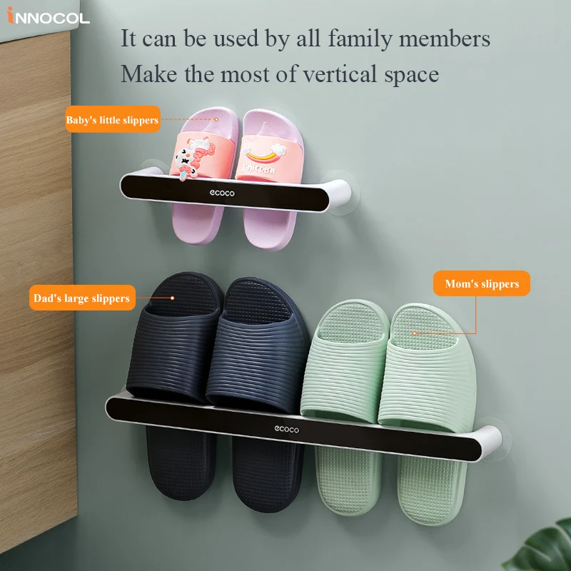 Bathroom Shoe Rack Organizer Slippers Wall Mounted Hanger Holder Drain Storage Towel Racks Self Adhesive Hanging Shoes Cabinets | Дом и сад