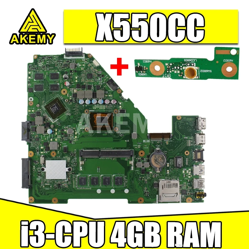 X550CC материнская плата i3 4GB для For Asus X552C R510C Y582C ноутбука Тест ОК|motherboard for asus|laptop