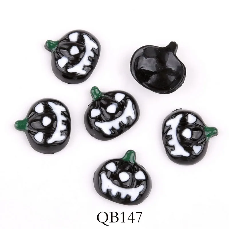 10 штук Черного скелета тыквы головы коровы 3D украшение для ногтей сплав Хэллоуин