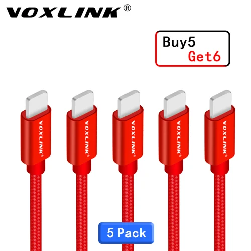 Red 5pcs cable VOXLINK кабель USB 5V 2A 8PIN USB кабель для передачи данных для iPhone X, 8, 8 plus, 7, 6, 6s 6plus SE 5S iPad mini 2/3/4/iPad 5 Air iPad кабель для мобильного телефона - Цвет: Red 5pcs cable