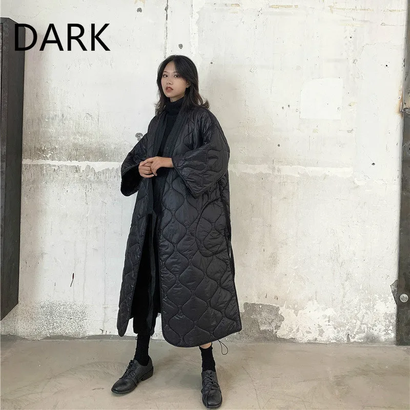 Женское длинное пальто кимоно Свободное из хлопка на раннюю зиму 2021|Женские