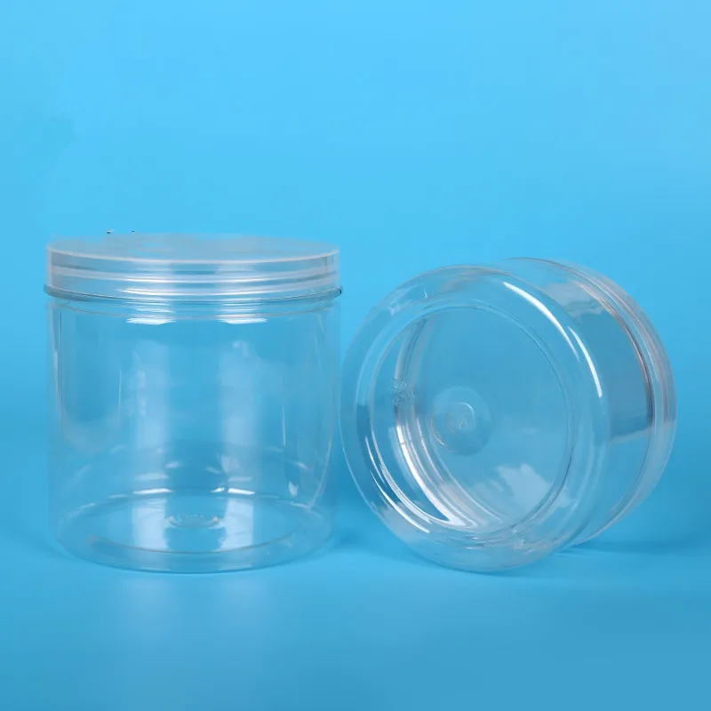 

Net red 10cm caliber transparent plastic bottle PET seal jar biscuits nut flower tea packaging jar cake dessert cups with lids