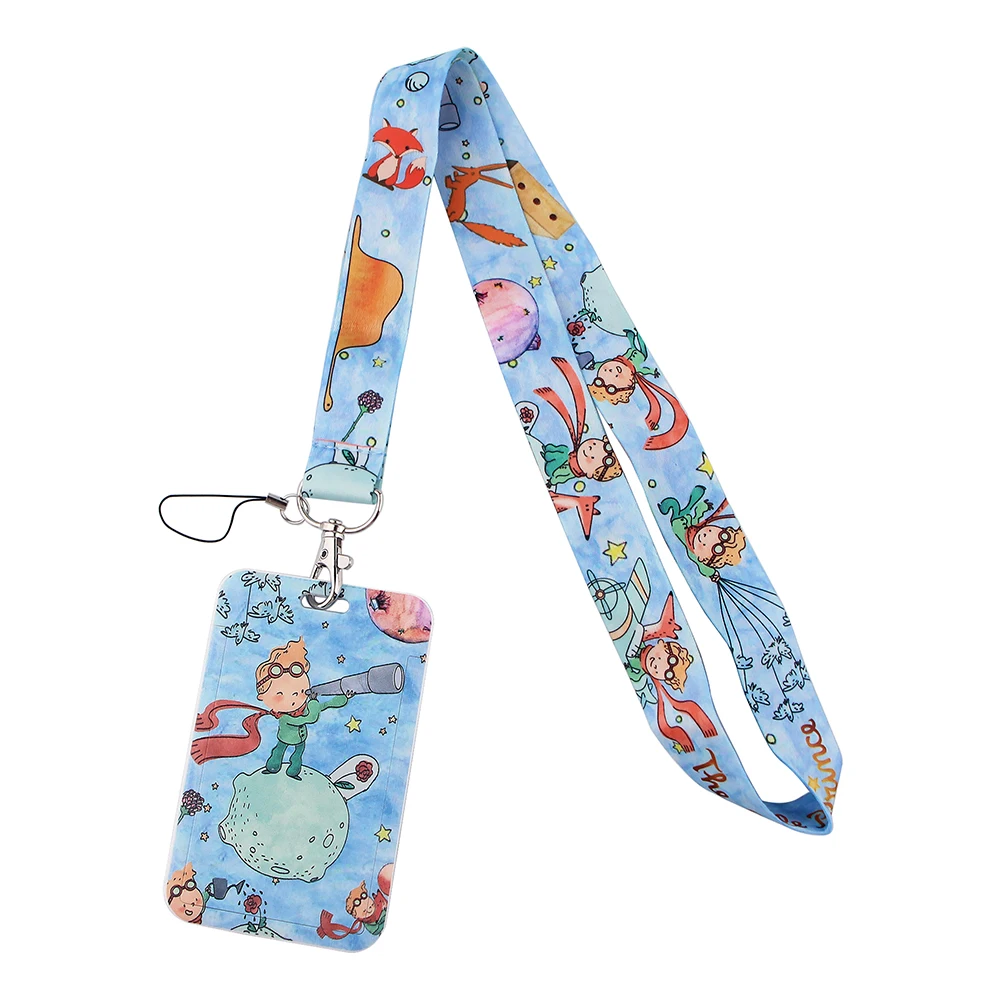 

20pcs/lot J2210 Cartoon Little Prince Lanyard Keychain key Badge Mobile Phone Rope Lanyard With Kawaii Card Holder Cover