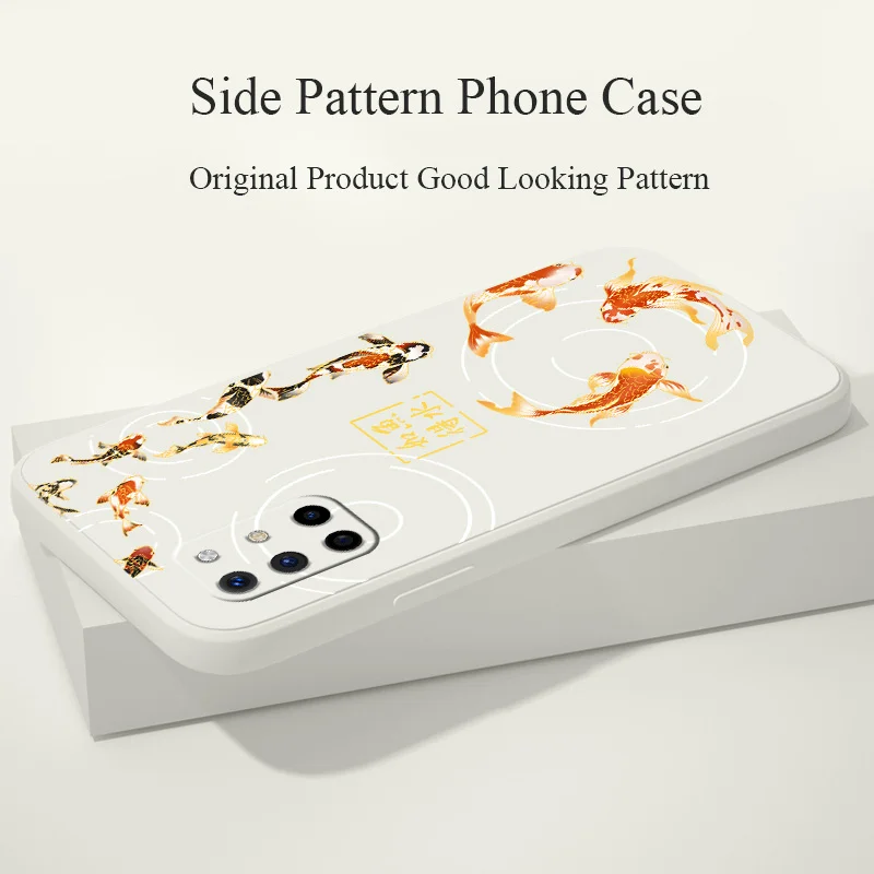 

Koi Goldfish Shockproof Liquid Silicone Cover Case For Oneplus 8t 9 9pro pro Ultra Thin Camera Lens Protection Phone Case