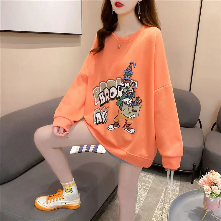 

Super Fire CEC Sweater Women's Loose Korean Version 2021 Autumn New Round Neck Pullover Lazy Wind Foreign Style Top Tide Net Red