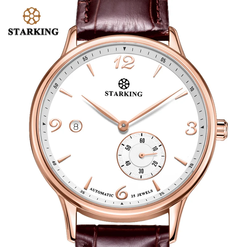STARKING мужские винтажные часы автоматические наручные с сапфировым стеклом из