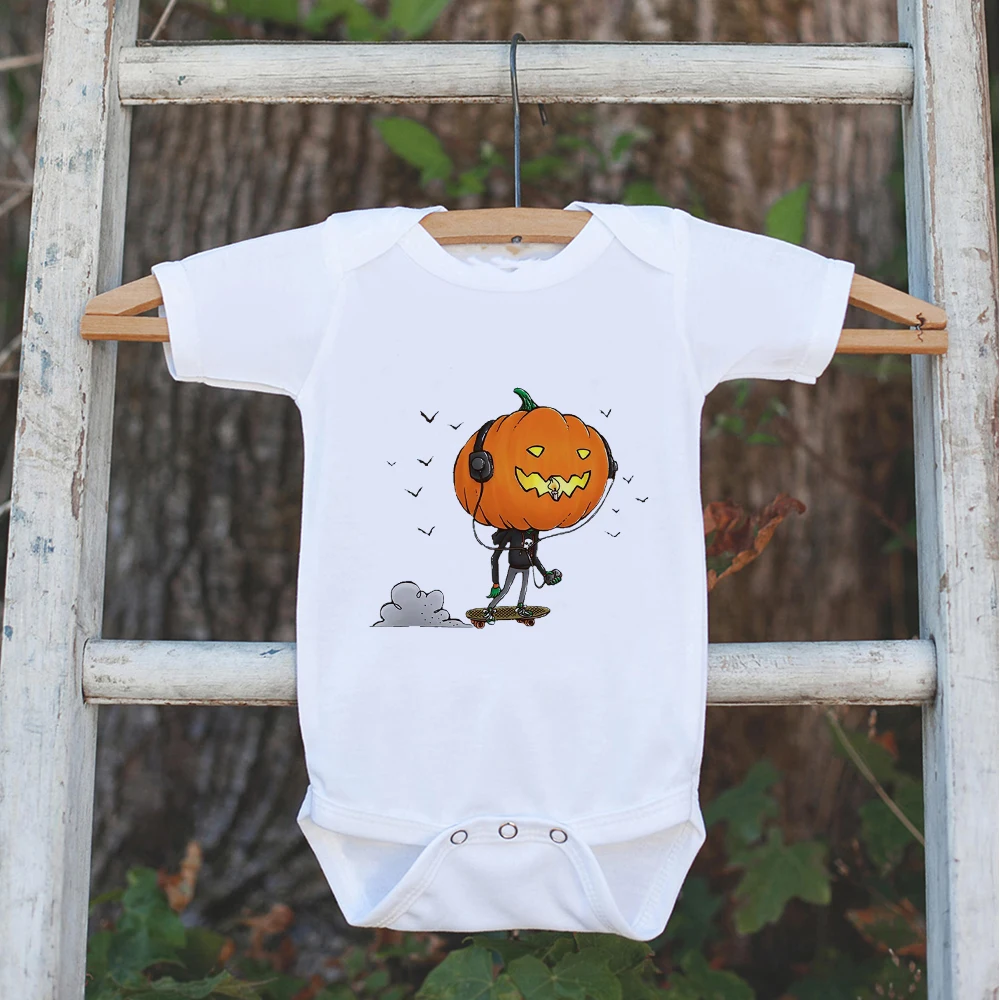 

0-24M Newborn Boy Girl Clothes Funny Pumpkin Head Baby Rock Harajuku Romper Baby Bodysuit Short Sleeve Sisters Matching Clothing
