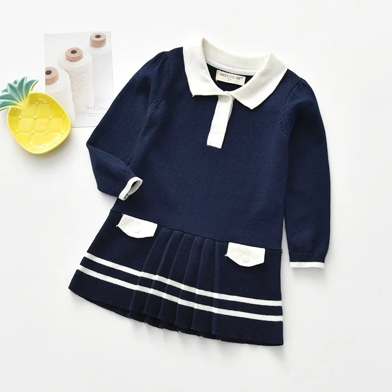 

Fashion Baby Girl Winter Thick Dress Long Sleeve Warm Knitted Dress Toddler Girl Casual Sweater Clothes Winter Dress