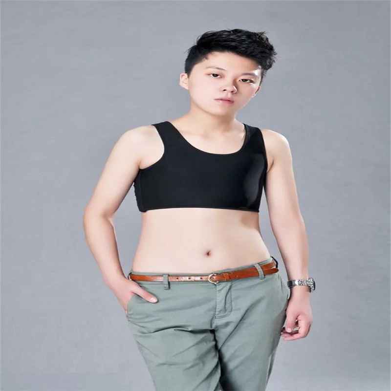 Men Pure Color Crop Top Male T-shirt Short Chest Breast Vest Breathable Buckle Binder Trans Lesbian Tomboy Tops Costume | Мужская одежда
