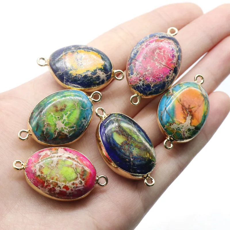 Натуральный камень Императорский нерегулярный двойной кулон ручная работа