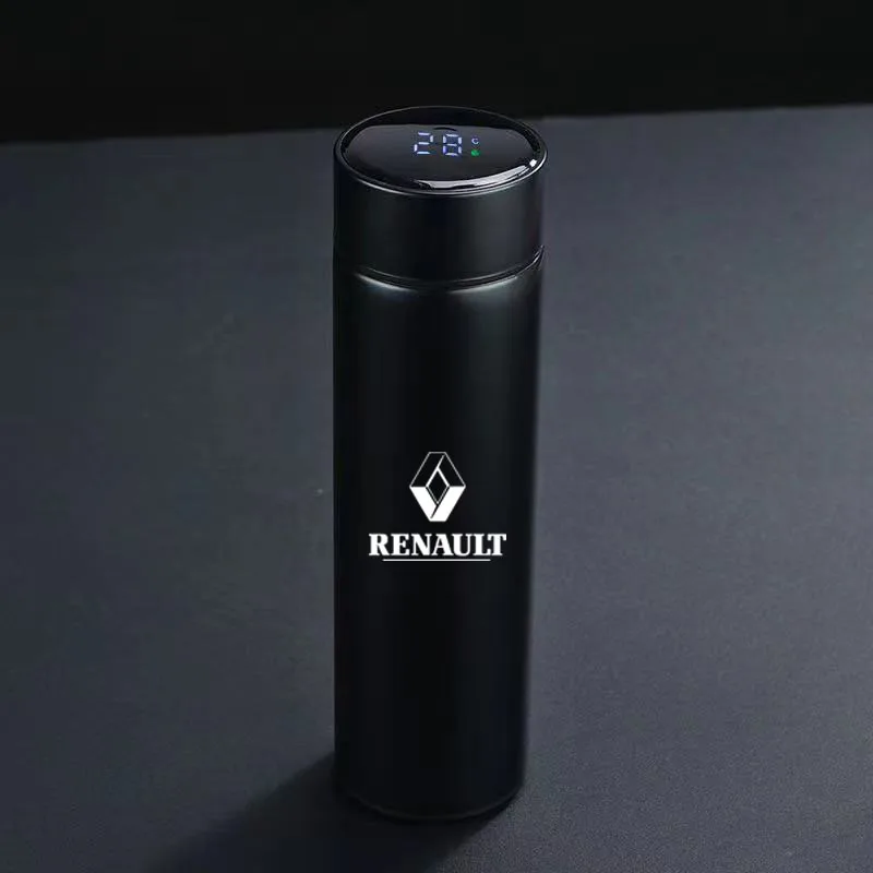 

Intelligent Display Temmperature engraving car logo Stainless Steel Vacuum Water Cup For kia seat opel renault nissan skoda lada