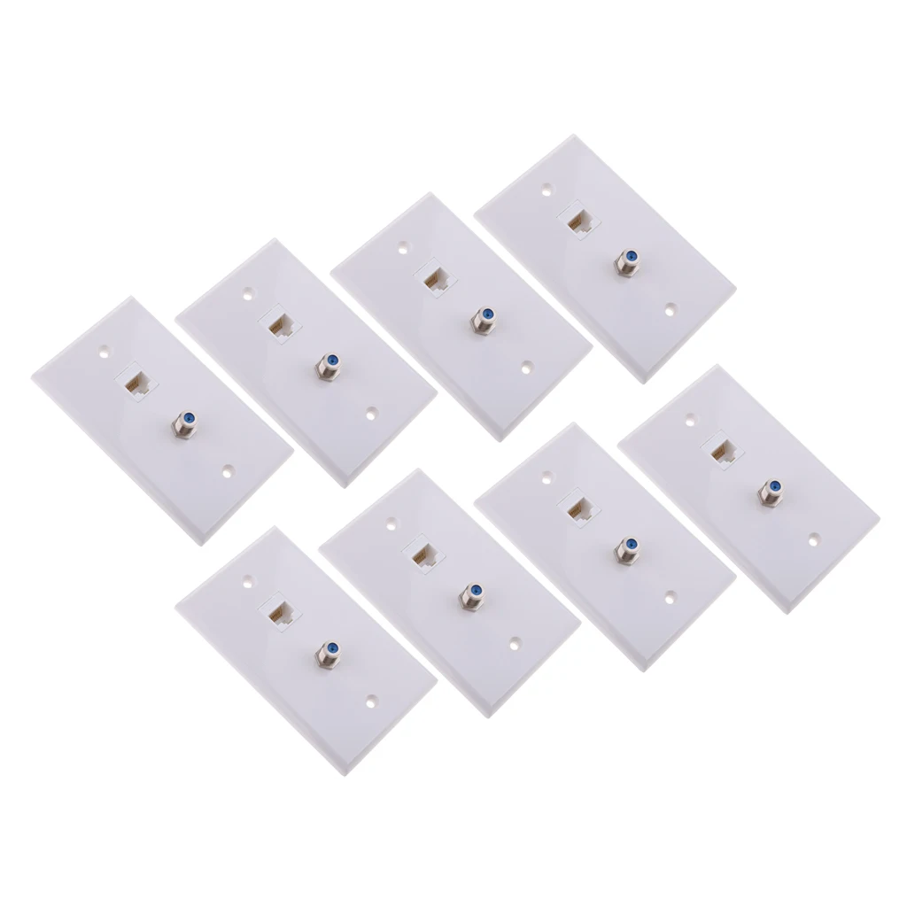 8x коаксиальный F разъем сеть Ethernet RJ45 настенная пластина розетка|Компьютерные