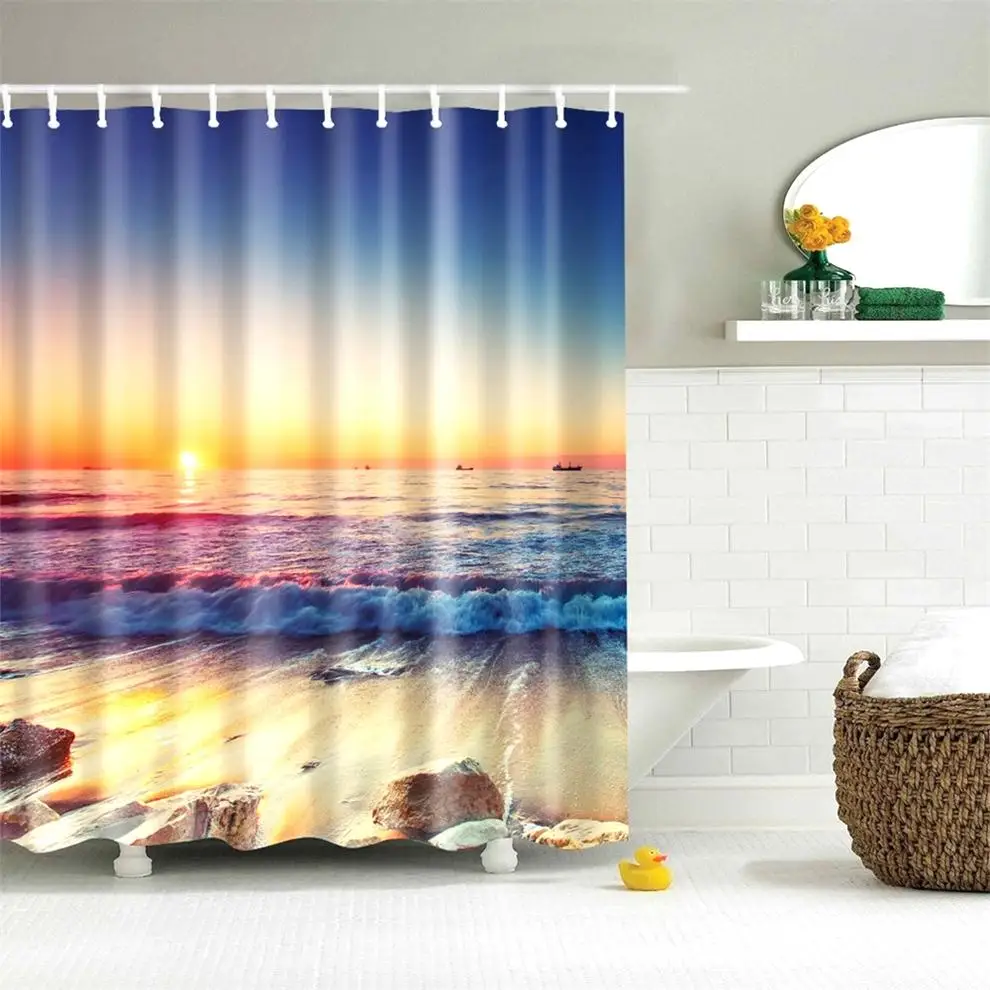 Пляж океан предмет для душа украшение дома занавесок полиэстер ткань ванна Шторы