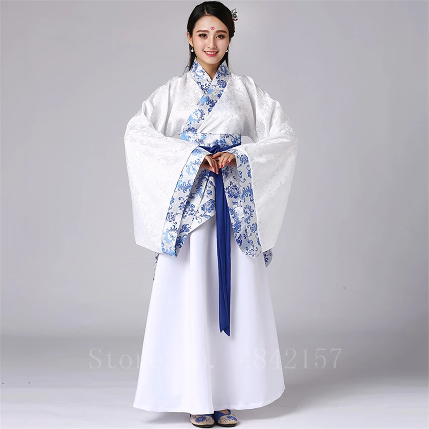 Элегантное женское китайское платье ханьфу традиционный цветочный принт