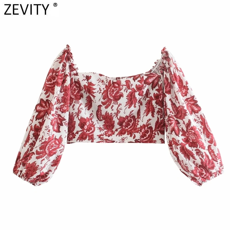 

Женская короткая блузка с цветочным принтом ZEVITY, с эластичными оборками с открытыми плечами, LS9299