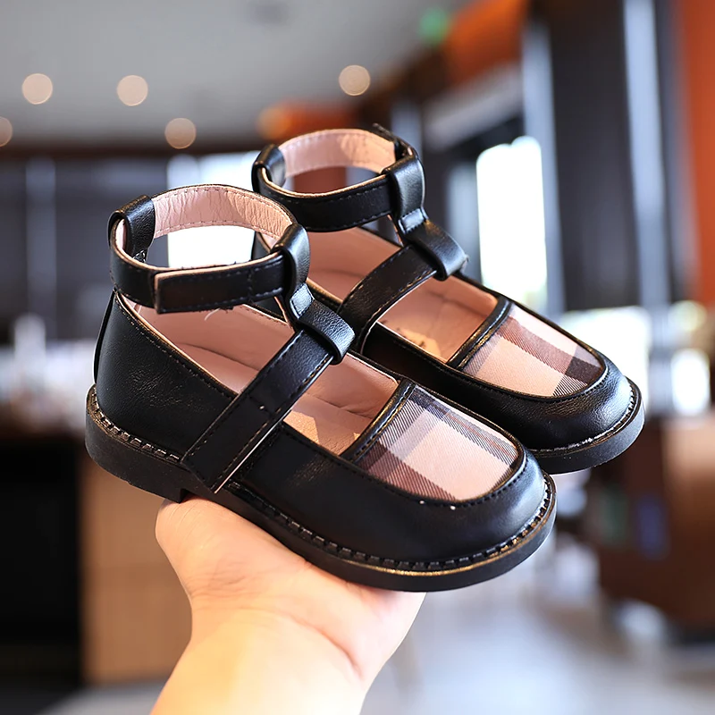 Обувь новая модная одежда для девочек на осень детская куртка из искусственной кожи в клетку с круглым