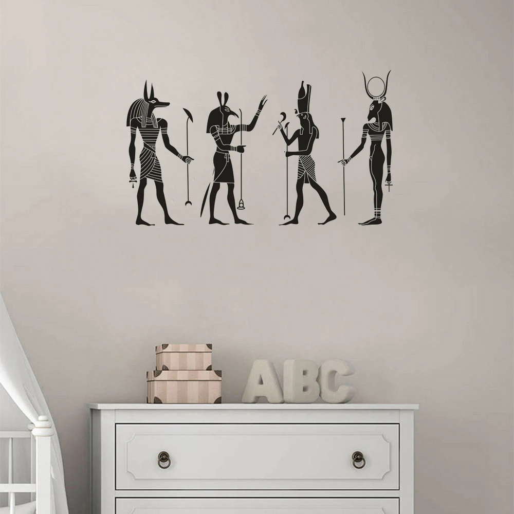 

Egyptian Style Cultural Decor Ancient Egypt Gods Wall Sticker Egyptian Ornament Anubis Ra Seth Apis Wall Art Decals Vinyl ph615