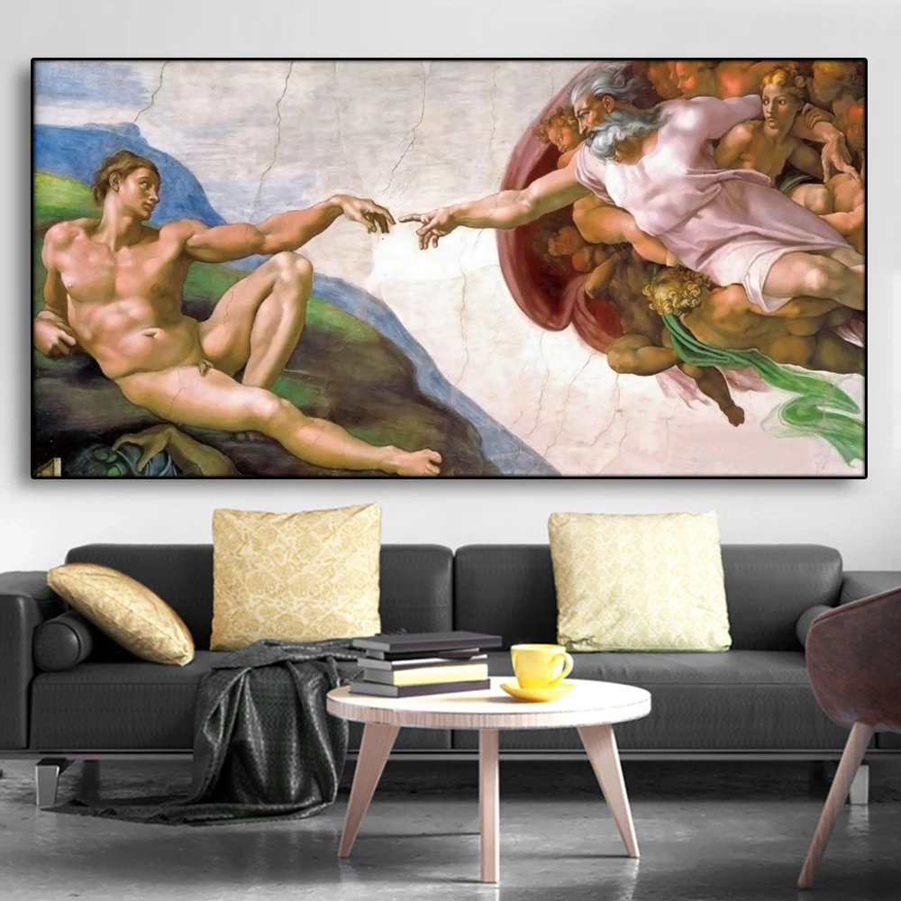 Laeacco Creation создание Adam Painting от микеланжело Картина на холсте картина маслом постер