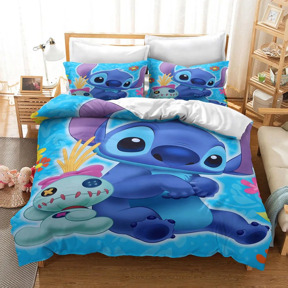 

Disney New lilo and stitch bedding set single double twin full queen king size cartoon girls bed cover pillow cases room decor
