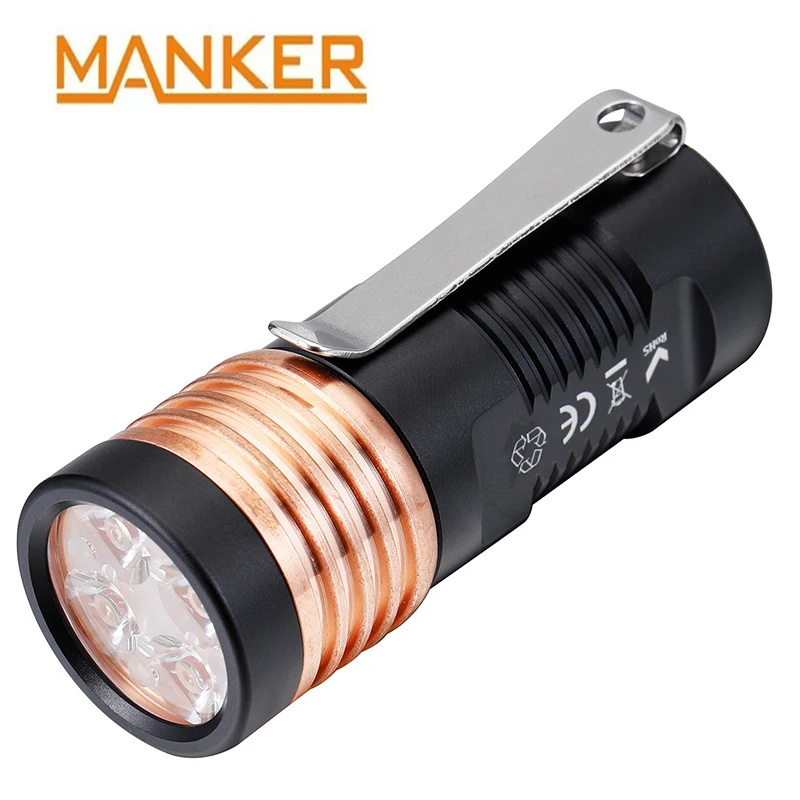 

Карманный фонарик Manker E14III 4000 люмен для повседневного использования, 4x Samsung LH351D, светодиодный фонарик с USB-портом типа C/1 батарея 18350
