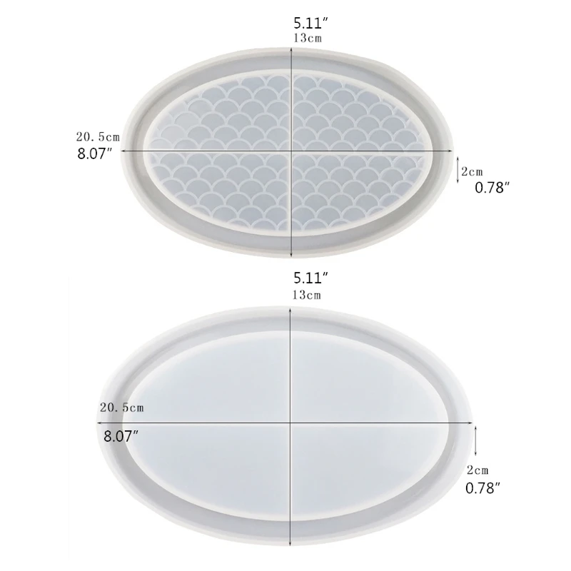 

Ocean Fish Scale Oval Tray Crystal Epoxy Resin Mold Fruit Plate Storage Box Silicone Mould DIY Crafts Decorations Ornaments Cast