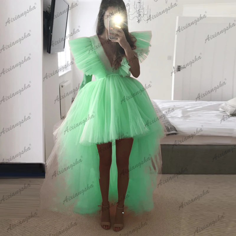 Великолепное пышное платье для выпускного вечера многослойное розовое Тюлевое