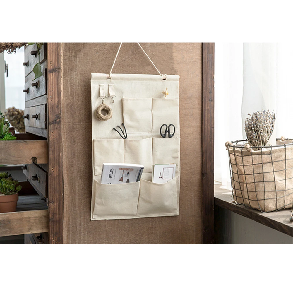 Лен/хлопок ткань поверх Стены Двери шкафа окна подвесная Сумка Для Хранения