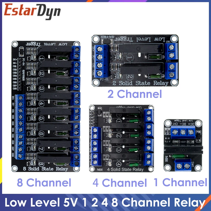 

5 В, 1, 2, 4, 8-канальный твердотельный релейный модуль SSR G3MB-202P, выход 240 в, 2 А, набор «сделай сам» резистивный плавкий предохранитель для ARDUINO