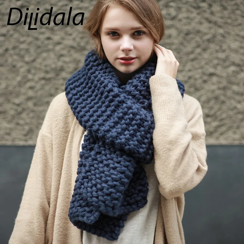 Dilidala новый шарф из грубой шерсти ручной работы женский зимний толстый