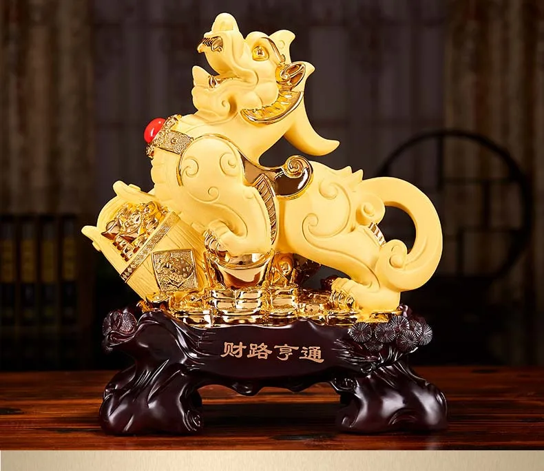 Verkaufen 2021 HAUSE Büro Unternehmen Shop Gute Luck Bringen Geld Maskottchen ZHAO CAI Goldenen Drachen PI XIU FENG SHUI Dekorative Kunst Talisman