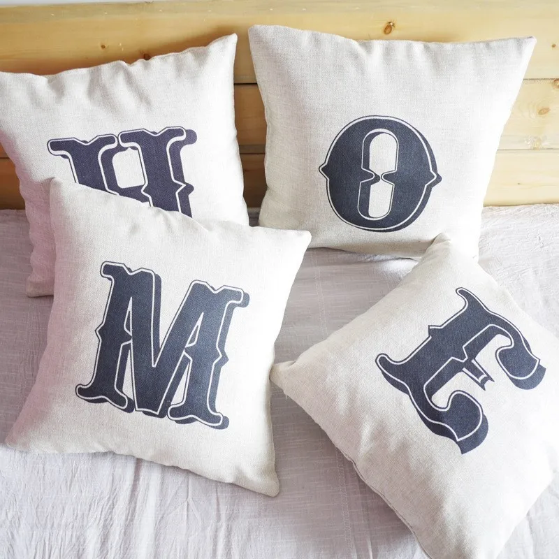 

linen cushion cover pillow cover pillowcase for home english priting home