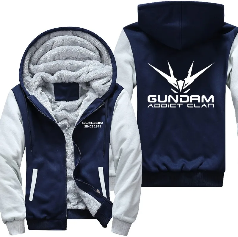 New Winter Jackets Luminous pattern Coats Gundam hoodie Game Hooded Thick Zipper Men cardigan Sweatshirts USA Size | Мужская одежда