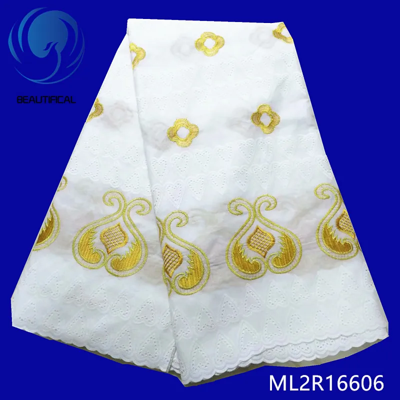 BEAUTIFICAL white cotton lace fabric with purple embroidery swiss nigerian for dress Top sale african ML2R166 | Дом и сад