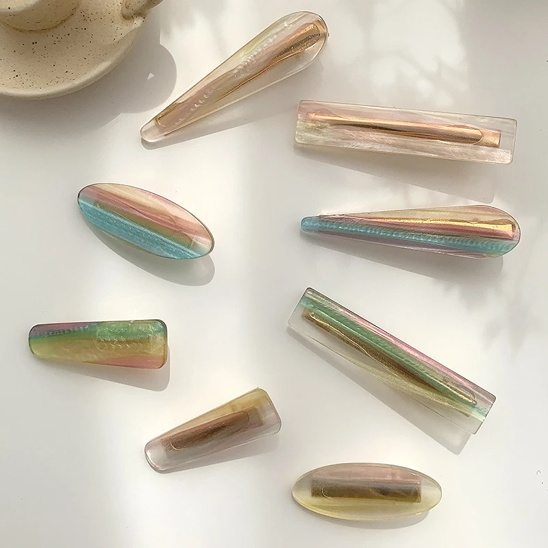 

Multicolor Geometric Fashion Acrylic Bang Clips Hair Clips & Pins Headwear Duckbill Hairpin For Women