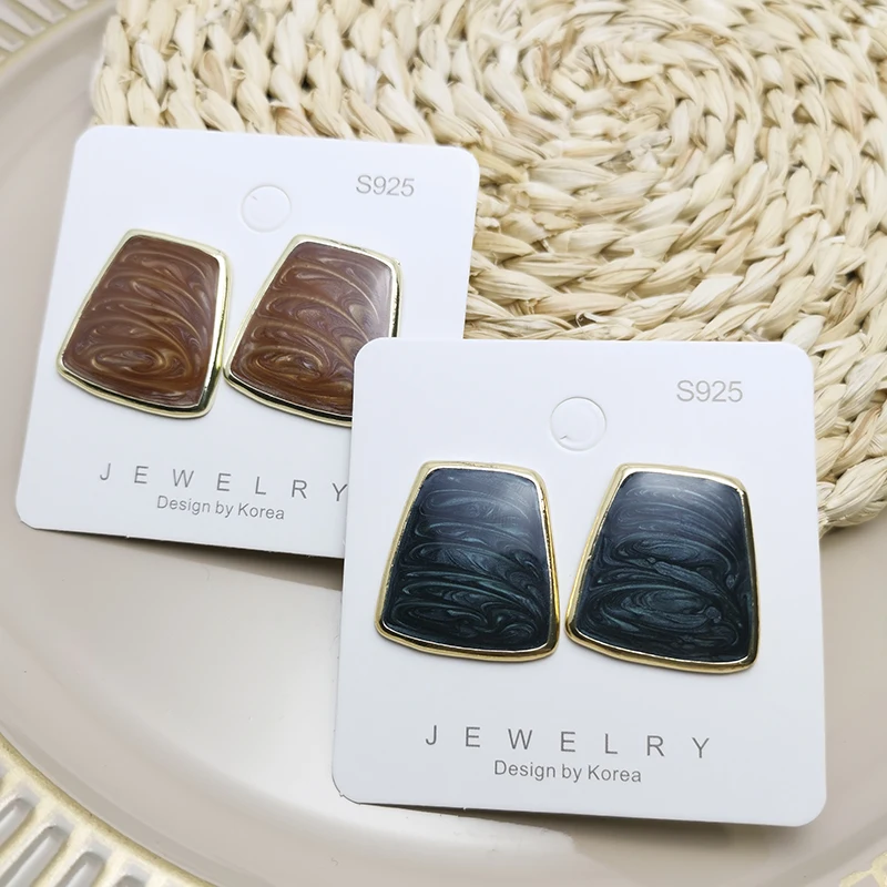 

Женские Геометрические серьги в стиле ретро, коричневые и синие классические серьги для свадьбы и свидания, ювелирные изделия, 2021