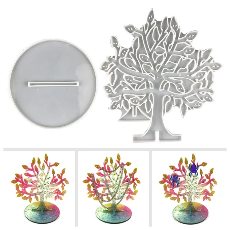 

2Pcs Earring Clip Resin Mold Jewelry Display Mold Tree Earring Pendant Jewelry Storage Rack Mold Epoxy Silicone Casting Kit