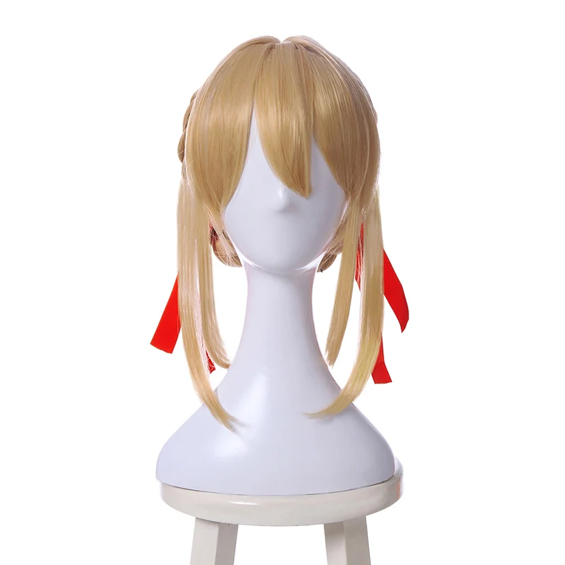 Blonde L-email парик фиолетовый эвергарден Косплей парики блонд косы волосы косплей парик красная лента термостойкие синтетические волосы Perucas - Цвет: Blonde
