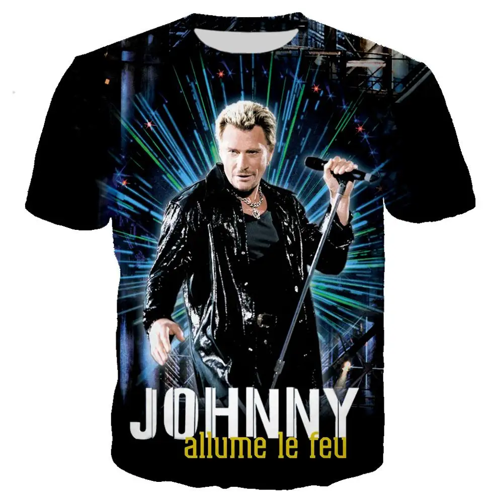 

French Johnny Hallyday T Shirt 3D Print Rock Tshirt Men Women Casual Streetwear Hip Hop Clothes Harajuku Tops Camiseta Hombre