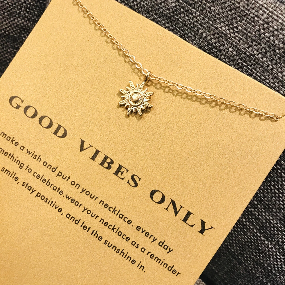 Женское колье с подвеской Good Vibes из сплава золотым розовым покрытием ожерелье