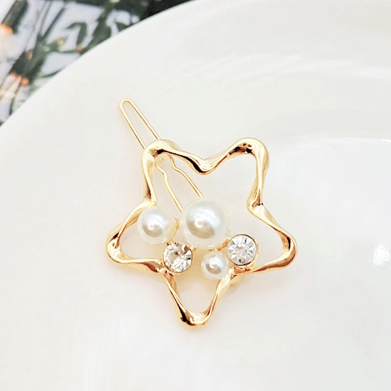 Корейские милые заколки для волос в форме сердца и звезд женские аксессуары