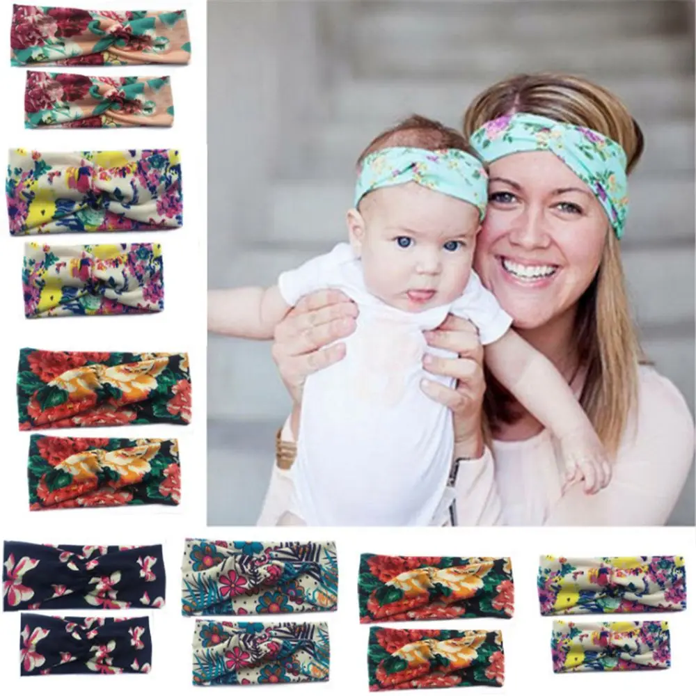 2 шт. эластичные повязки с узлом для мамы и ребенка модный милый бант цветочный