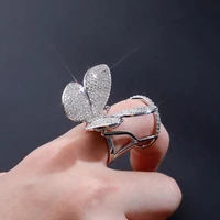 2021 new butterfly ring full cubic zirconia hip hop women charm jewelry rings butterfly can move drop shipping