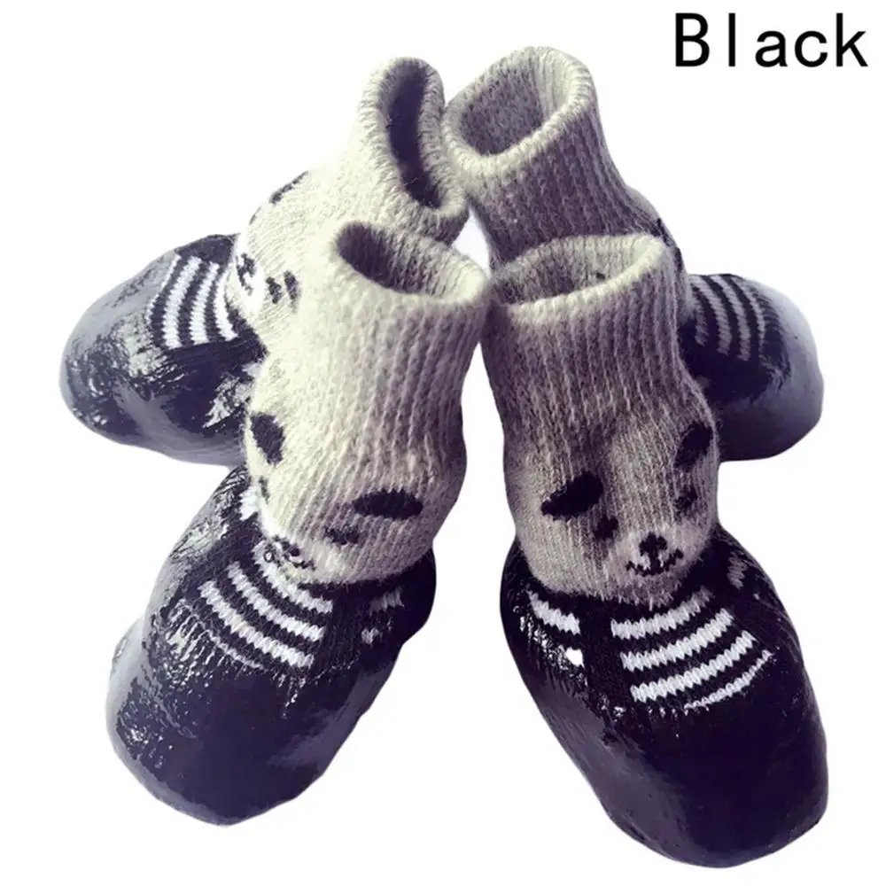

4pcs/Set Cute Cotton Rubber Pet Dog Shoes Waterproof Non-slip Dog Rain Snow Boots Socks For Puppy Large Small Cats Dogs