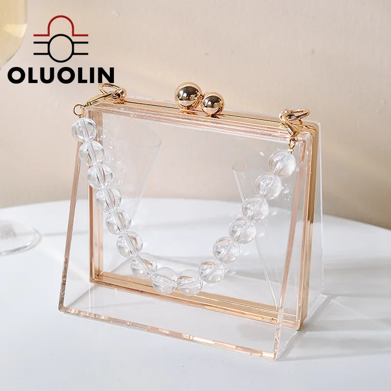 

Прозрачная акриловая сумка Oluolin, креативная обеденная сумка, новинка 2021, женская дизайнерская сумка со съемной цепочкой